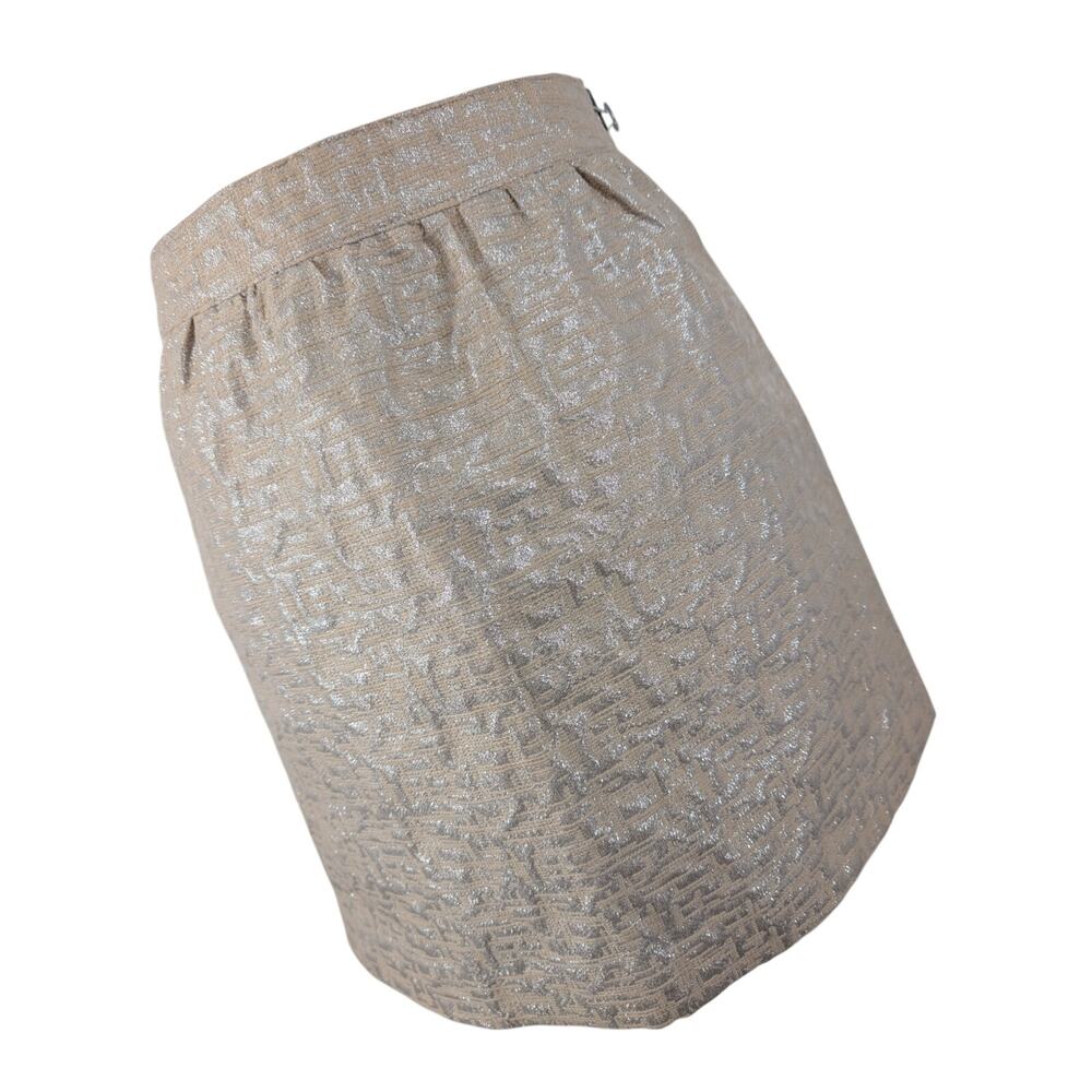 ANN TAYLOR LOFT PETITES! GOLDEN & METALLIC SILVER TEXTURED POCKETED SKIRT! SZ 2P